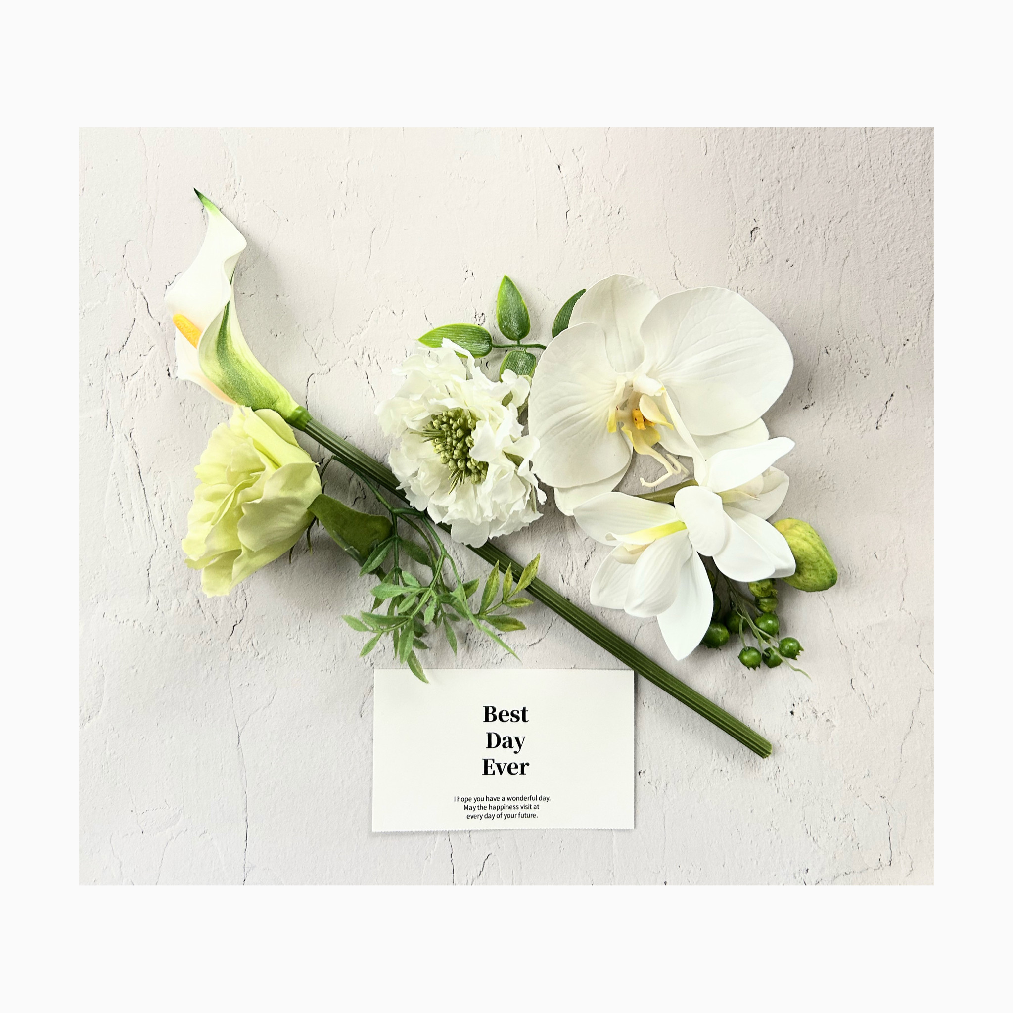 胡蝶蘭 水引 ホワイト　グリーン　金箔 結婚式 白無垢 成人式 振袖 ヘッドドレス ヘッドパーツ 髪飾り ウエディング