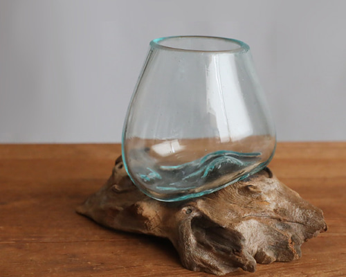1点制作 anvaiセレクト 流木 BALIガラス オブジェ 花瓶 テラリウム
