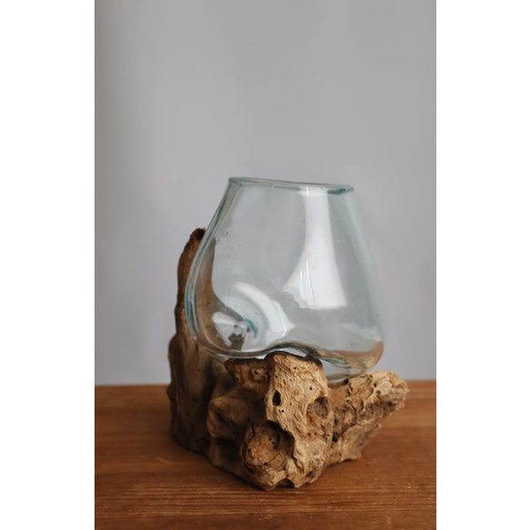 1点制作 anvaiセレクト 流木 BALIガラス オブジェ 花瓶 テラリウム
