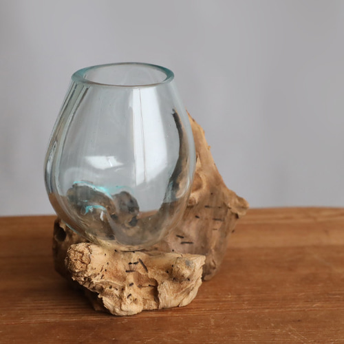 1点制作 anvaiセレクト 流木 BALIガラス オブジェ 花瓶 テラリウム