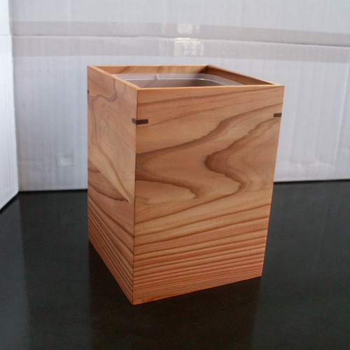 New○屋久杉 無垢 卓上ゴミ箱（便利な内ケース付）ダストボックス K482