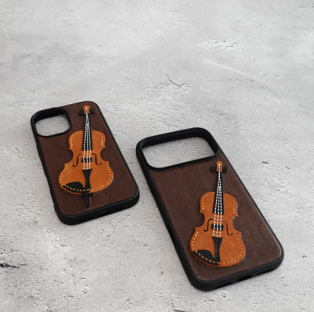 弦楽器　本革スマホケース｜イタリアンレザー使用『受注製作.全機種対応』 5,040円