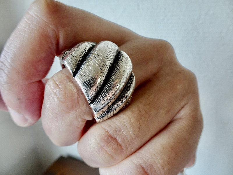 仁尾彫金『ビッグしめ縄リング、縄目あり』ハンドメイド524