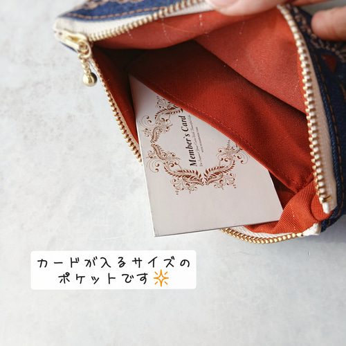 いちご柄 刺繍リボンのデニムフラットポーチ＊15cm ポーチ とらちゃん