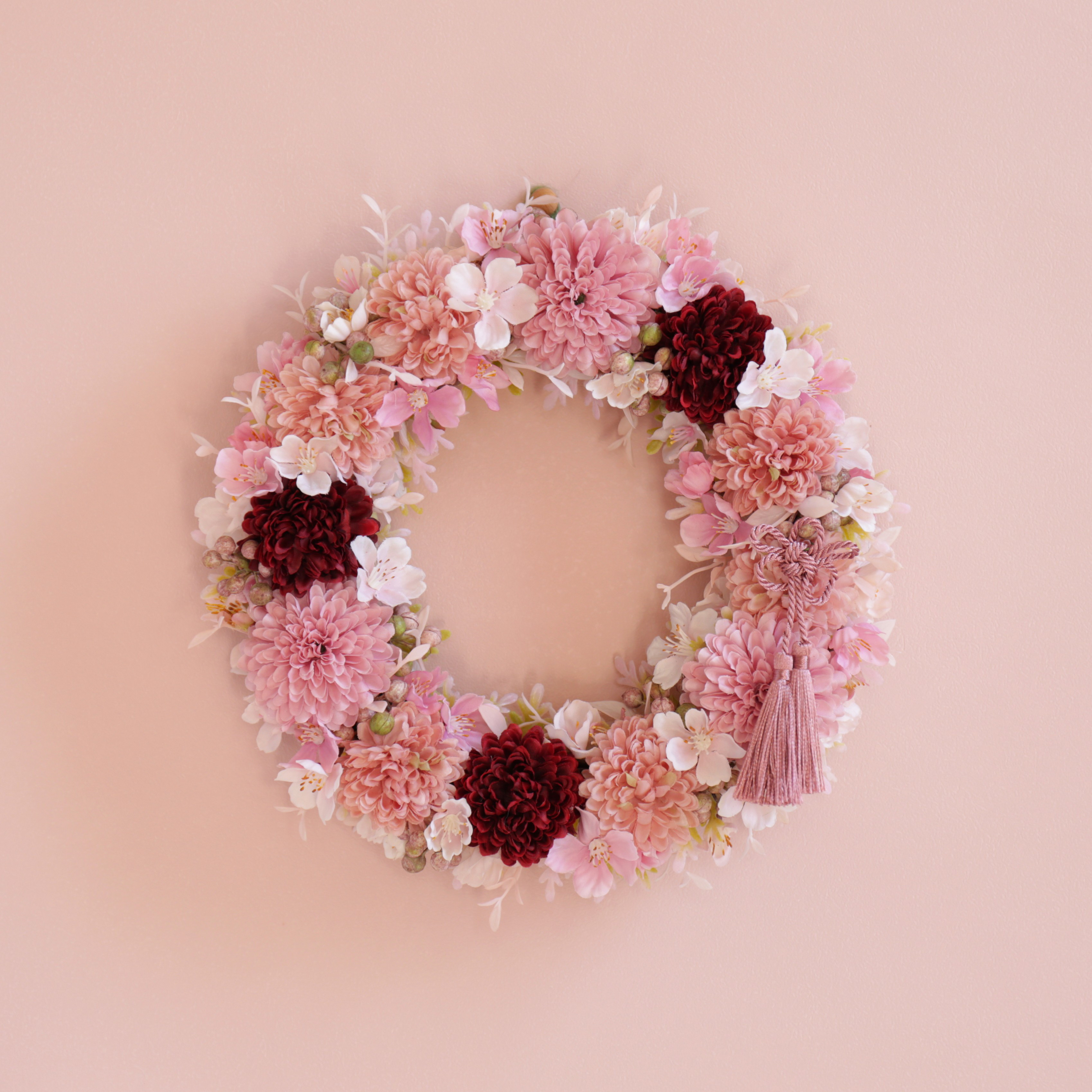 マムと桜の和風リース～かさねのいろめ風 桜重の巻 桃の節句にも