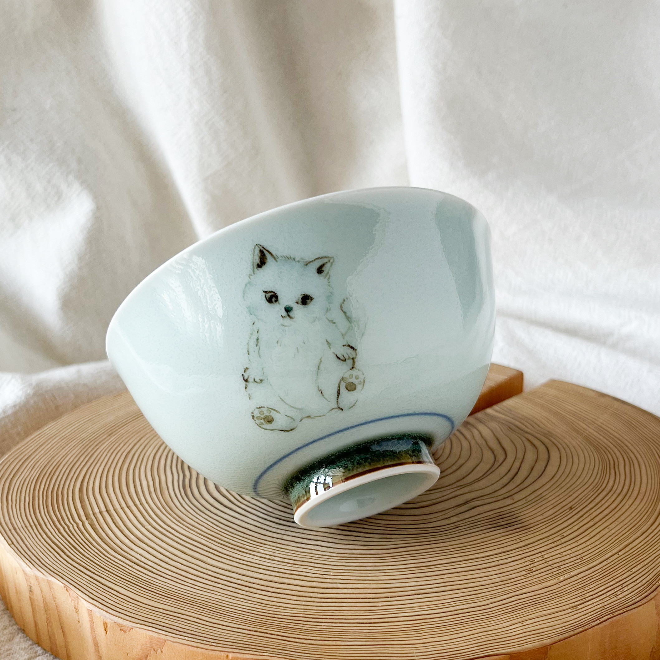 チコロット❤️Sサイズ❤️すべて手描き❤️染付け❤️ご飯茶碗❤️猫❤️苺❤️お子さまにも❤️可愛い