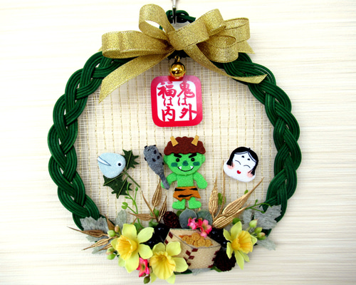 節分・鬼リース 26-5 タペストリー・壁掛け kisetukazari2 通販