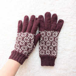 模様編み手袋 ワインレッド 手袋・ミトン granny m 通販 15322095