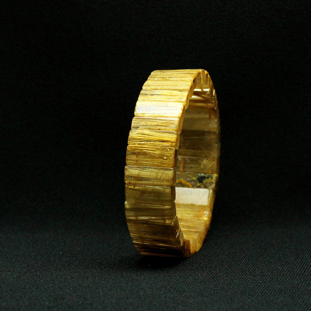ギラギラが半端ない☆ルチルバングル　約17～18mm　一点物　【GHB41・52g】金針水晶のお守り　京海堂