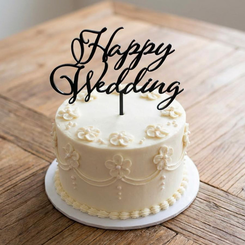 4色から選べる】 ケーキトッパー Happy Wedding 結婚式 ウェディング