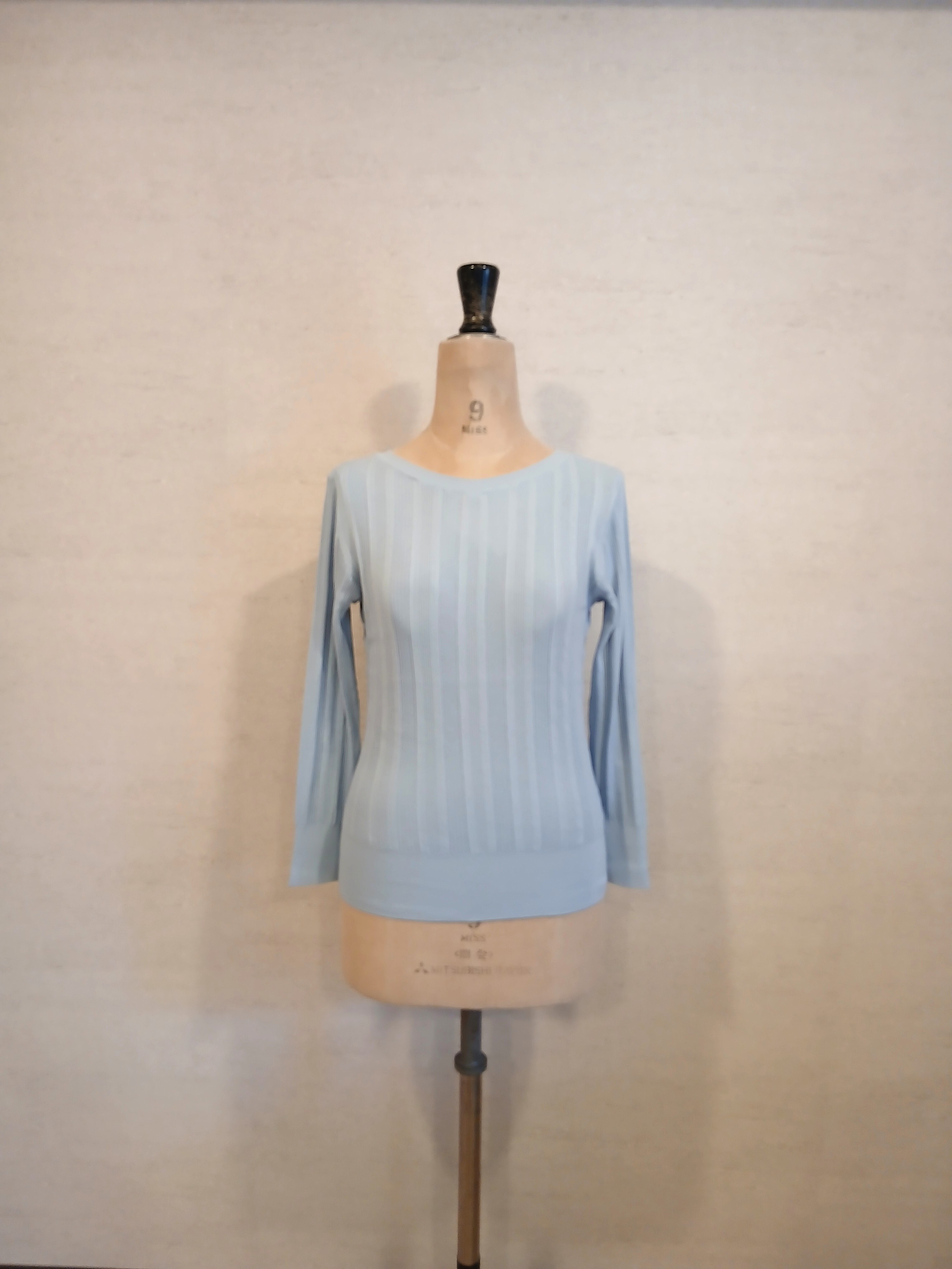 【2026♡新作】ストレッチ素材前後2WAY変則リブプルオーバー　サックス