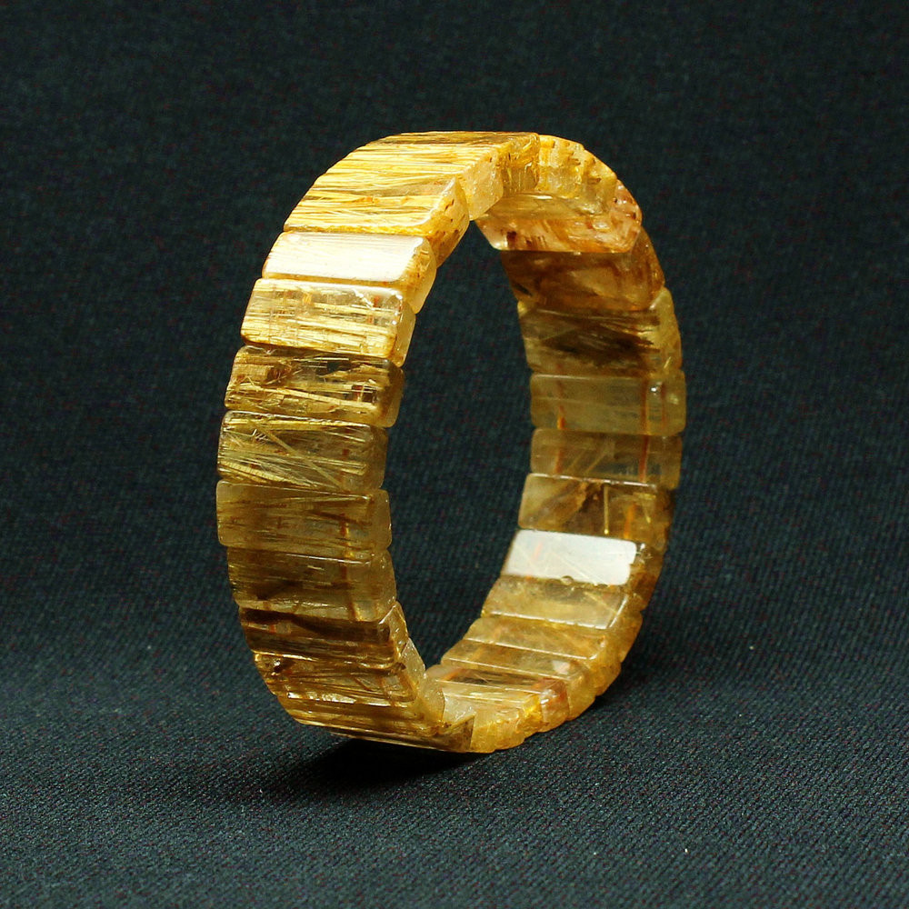 唯一無二の品格！！【金針の芸術作品☆ルチルクォーツバングル】約18～19mm　一点物　【GHB43・58g】京海堂