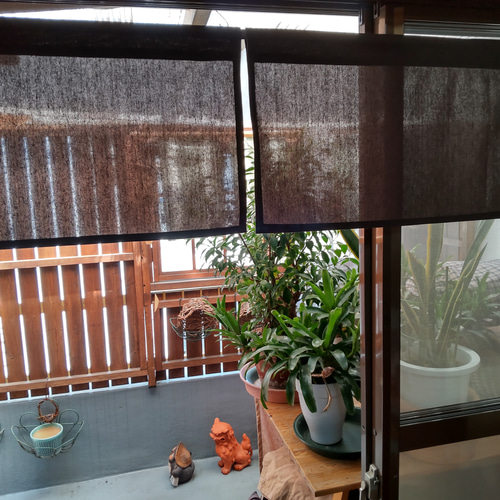 オーダーカフェカーテン承ります カフェカーテン☆オーダー承ります！綿麻ソフトキャンバス（ブラウン