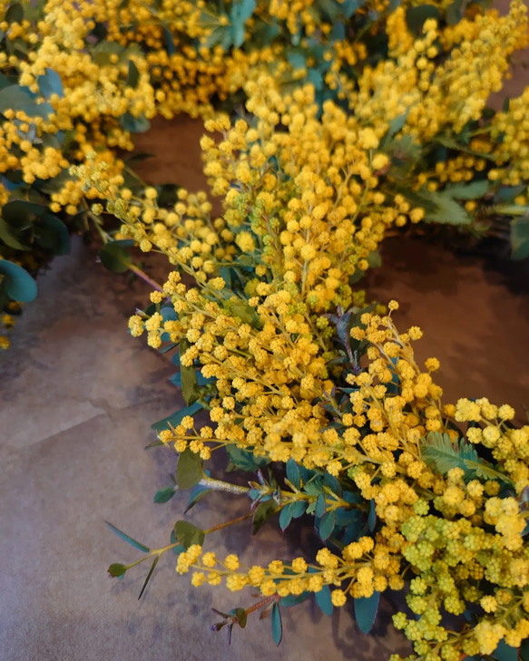 (送料無料)ミモザリース大きいsize30㎝ 6枚目の画像