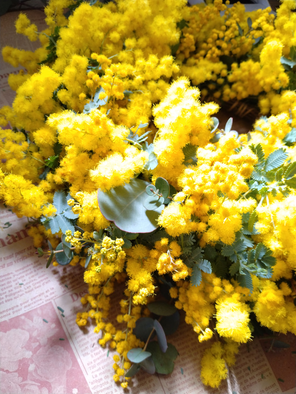 (送料無料)ミモザリース大きいsize30㎝ 4枚目の画像