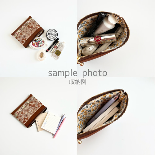 新作】チェリーピンク/インド刺繍/フラットポーチ・マルチポーチ