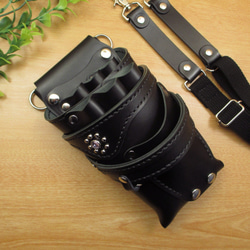 本革 ハンドメイド 9丁差し シザーケース (キャメル×ディープグリーン