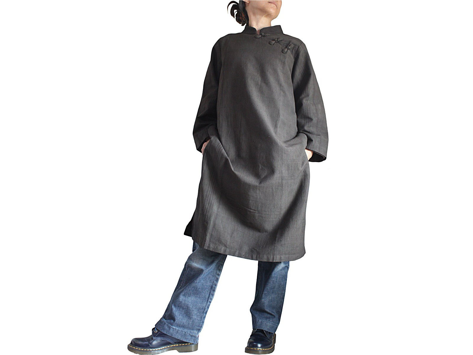 ジョムトン手織り綿マンダリンチュニック（DFS-084-04）