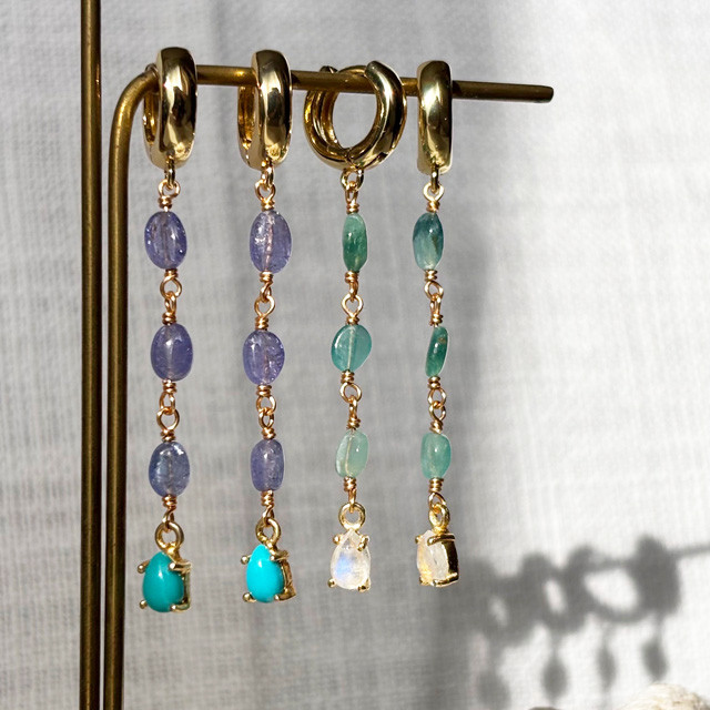 タンザナイト　グランディディエライト【Grandidierite　Tanzanite】　14kgfレバーバックピアス
