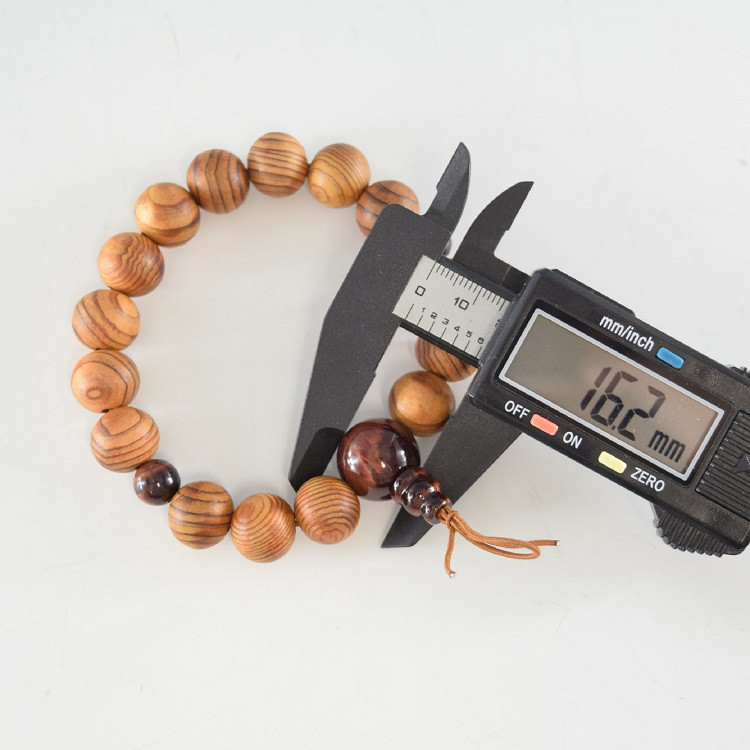 13mm 屋久杉 赤虎眼石  腕輪　ウッド　木玉　ブレスレット　ギフト　贈り物　念珠　数珠　木製　UDA130-red