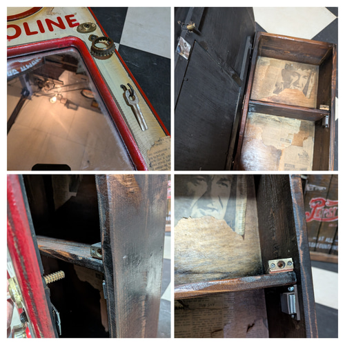 オールドアメリカン ミラーキャビネット ウォールシェルフ 鍵付き