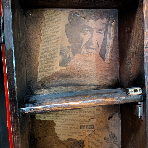 オールドアメリカン ミラーキャビネット ウォールシェルフ 鍵付き