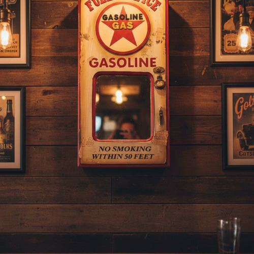 オールドアメリカン ミラーキャビネット ウォールシェルフ 鍵付き