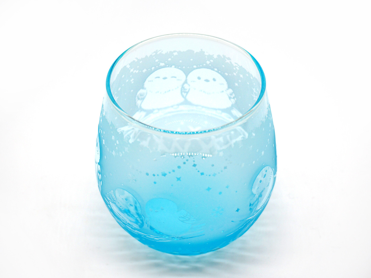 シマエナガの止まり木グラス・円歌【碧】