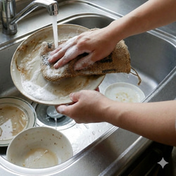 キッチンからマイクロプラスチックを出さない食器洗いクロス（麻袋をアップサイクル） 2枚目の画像