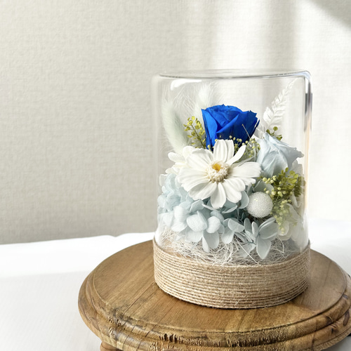 ブルーローズのガラスドーム｜プリザーブドフラワー プリザーブド