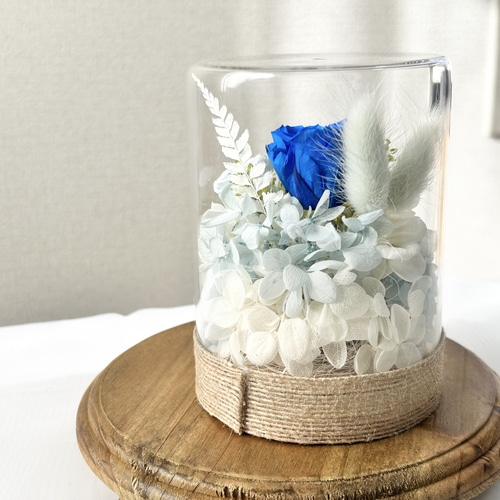 プリザーブドフラワードーム ブルーローズ ブルーローズのガラスドーム｜プリザーブドフラワー プリザーブド