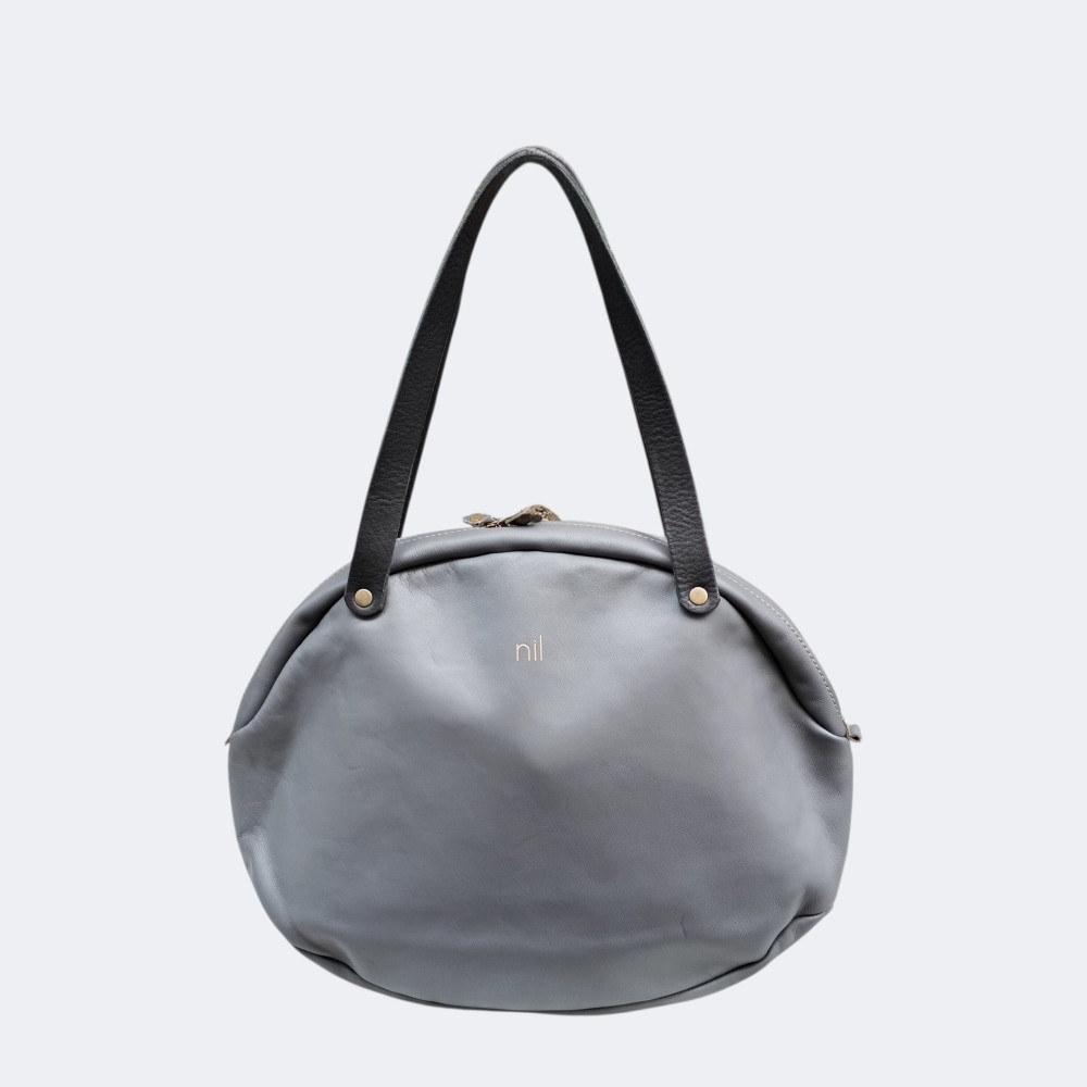 軽くて雨に強い A4対応 まんまるレザートート(M) グレー【nl031M】