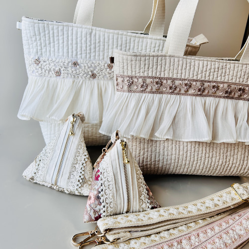 やさしい1年セット ヌビ生地とインド刺繍のショルダーバッグ