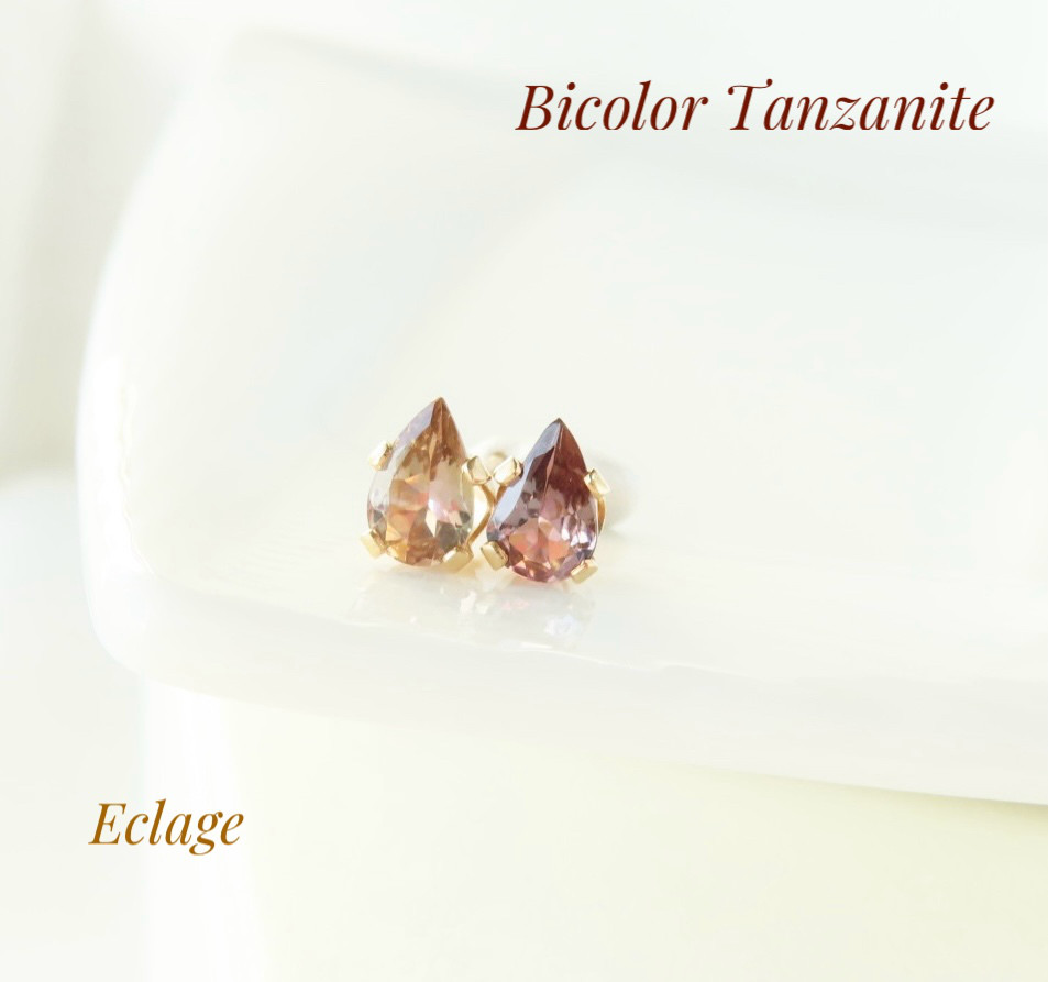 レア☆天然非加熱タンザナイトの雫ピアス（ブラウン）