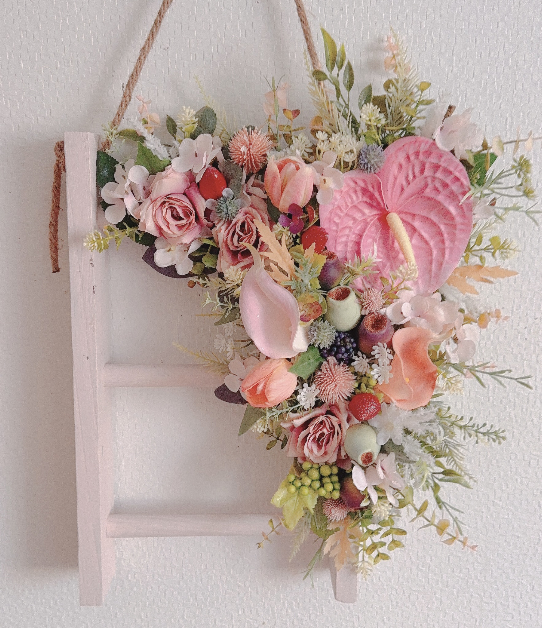 ❤️SALE❤️アンスリューム❤️ナチュラルガーデンハシゴアレンジ