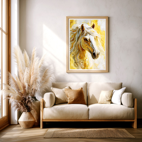 馬 ウォールアート 丙午 午年 風水 福招き絵画 写真・グラフィック