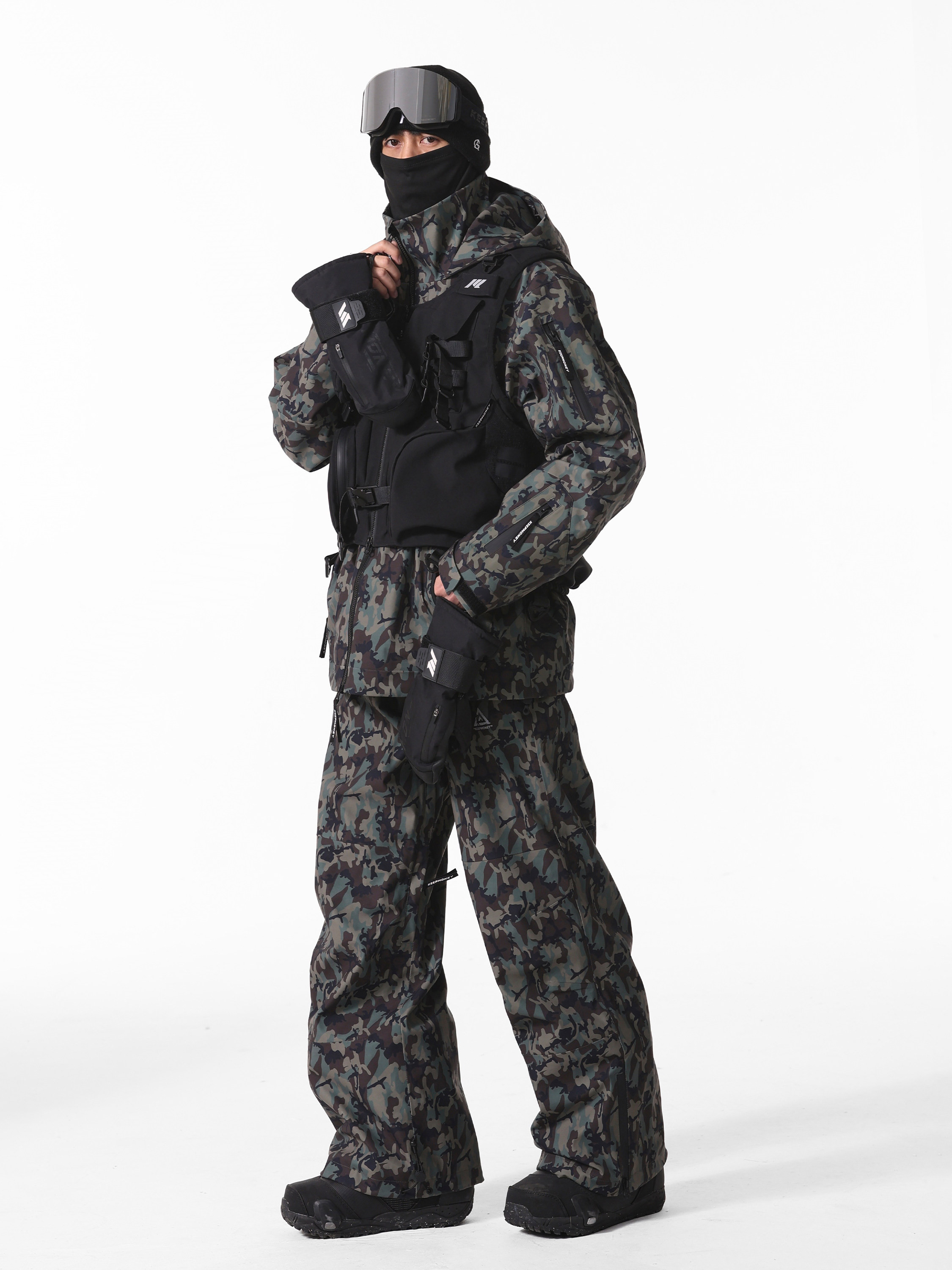 2026 スノボウェア 上下セット 2点セット 迷彩 撥水防寒 レディース メンズ ジャケット パンツ ベストSK148