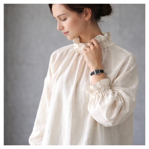 全22色】ふわふわ厚さ2倍のとろみ厚手ダブルガーゼブラウス／フリル