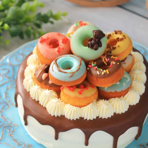 ゆめかわクリスマスケーキ 5号】ゆめかわ☆ドーナッツケーキ ケーキ おやつのこみちChemin 通販