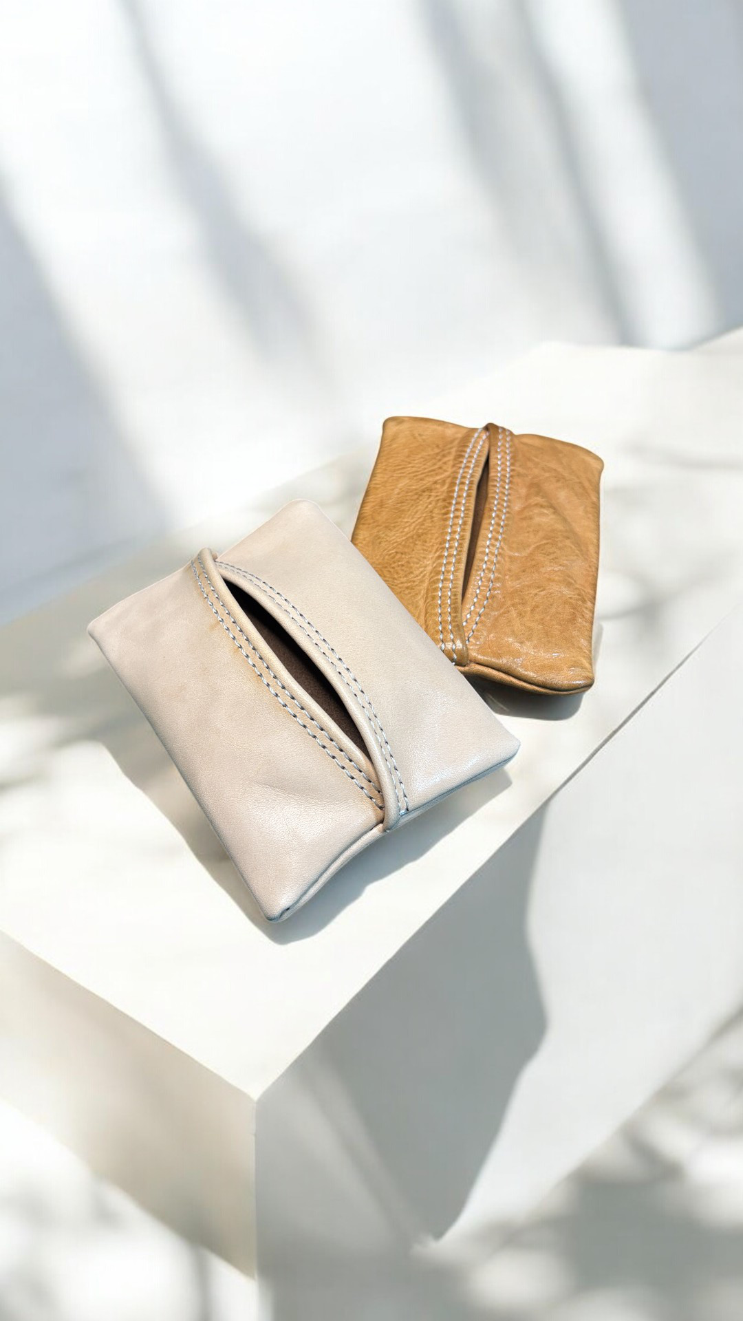 ポケットティッシュケース｜ヌメ革きなり