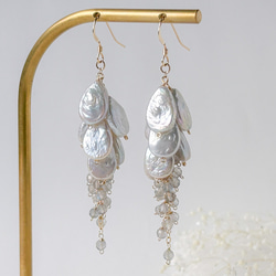 14kgf］宝石質 桜ピンクのローズクォーツ 一粒ピアス イヤリング変更可