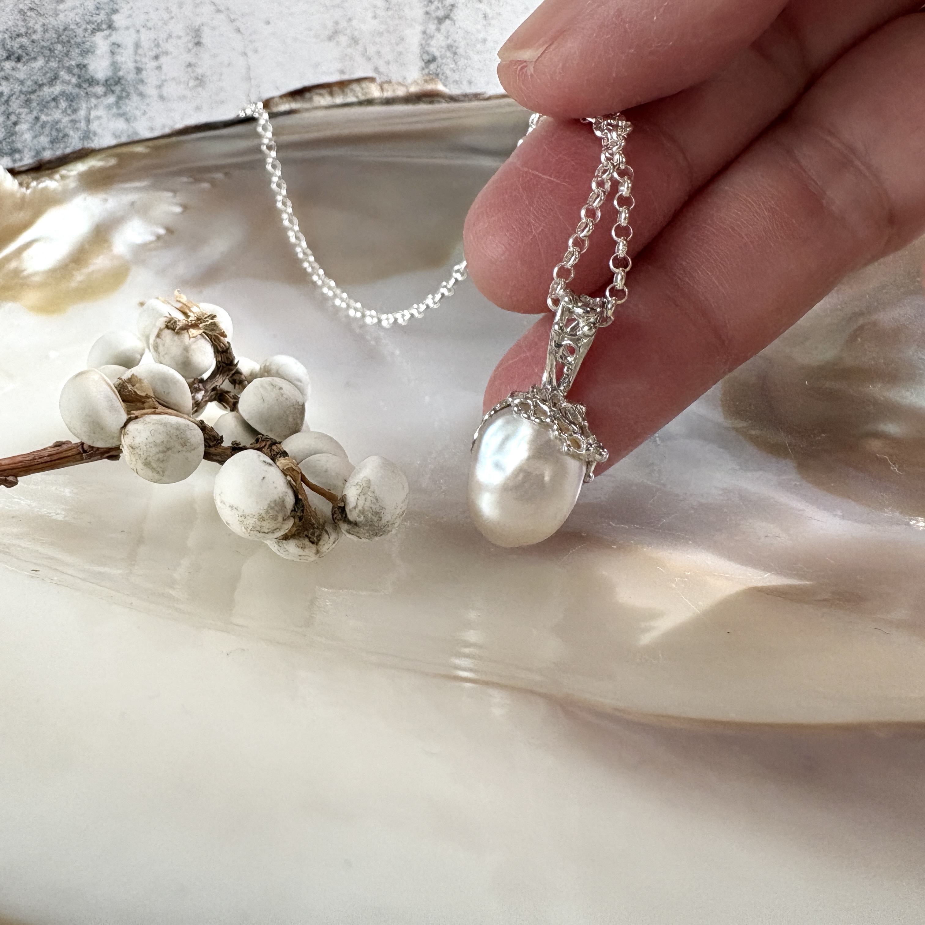 【一点物】【希少】びわ湖の雫のペンダントトップ（silver925）（びわ湖パール）