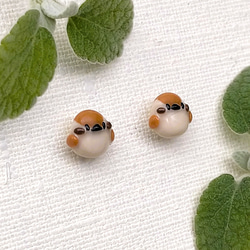 すずめ（雀）さん ピアス（イヤリング・ノンホールピアス変更可）樹脂粘土・サージカルステンレス・野鳥アクセサリー・小ぶり 3枚目の画像