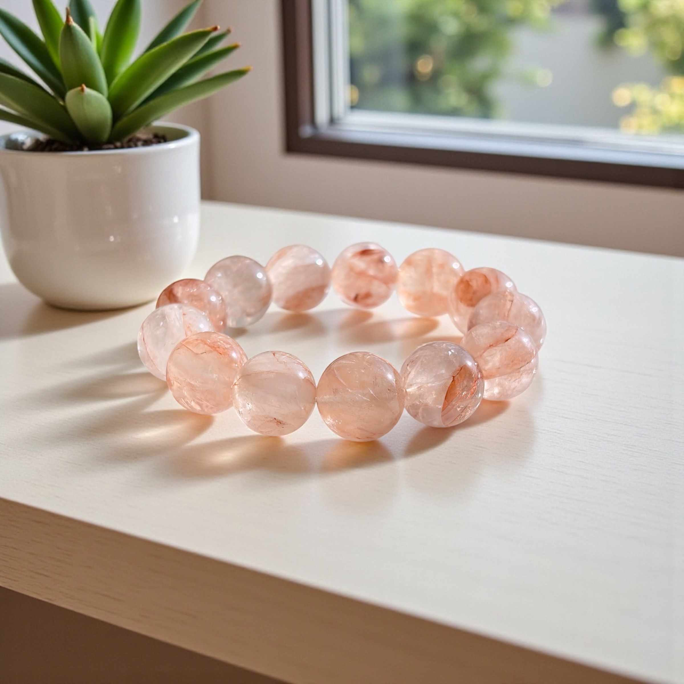 大玉15ミリ✨レインボー✨マニカランヒマラヤ水晶 ブレスレット Himal