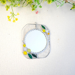 *✴︎:.。.:ミモザの八角形の鏡　(20size/Max21)　ステンドグラス ︎:.。.:ミモザの八角形の鏡 (20size/Max21) ステンドグラス-激安価格