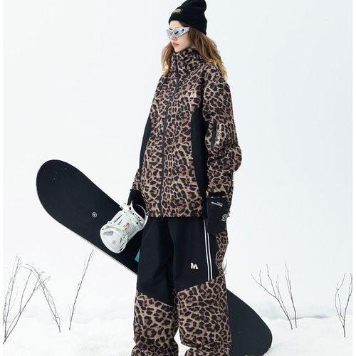 25-26秋冬限定 スノーボードウェア レオパード ヒョウ柄 紫黒