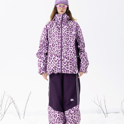 25-26秋冬限定 スノーボードウェア レオパード ヒョウ柄 紫黒