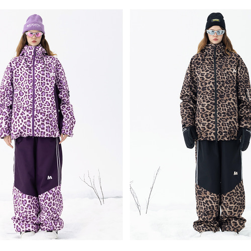 25-26秋冬限定 スノーボードウェア レオパード ヒョウ柄 紫黒