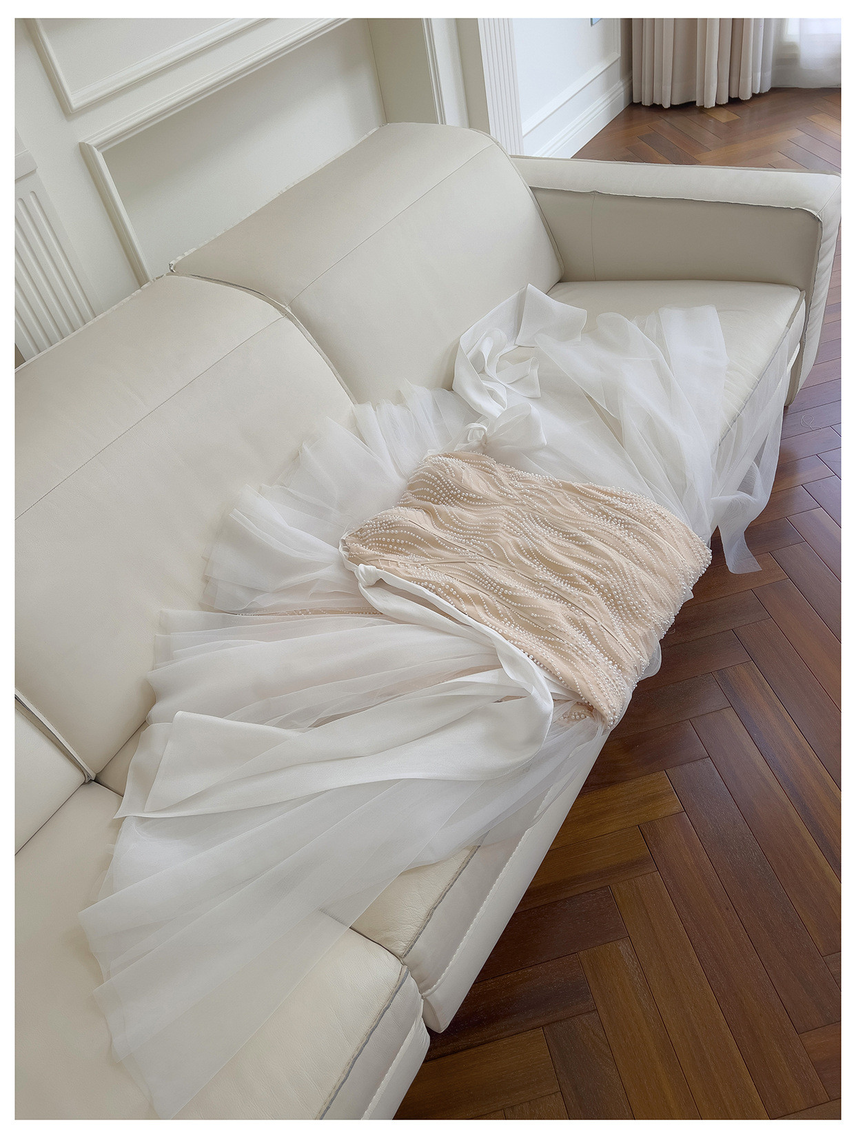 ノースリーブ リボン パール マーメイドドレス ウェディングドレス パーティー 上品 ロング 韓国風 二次会 69470