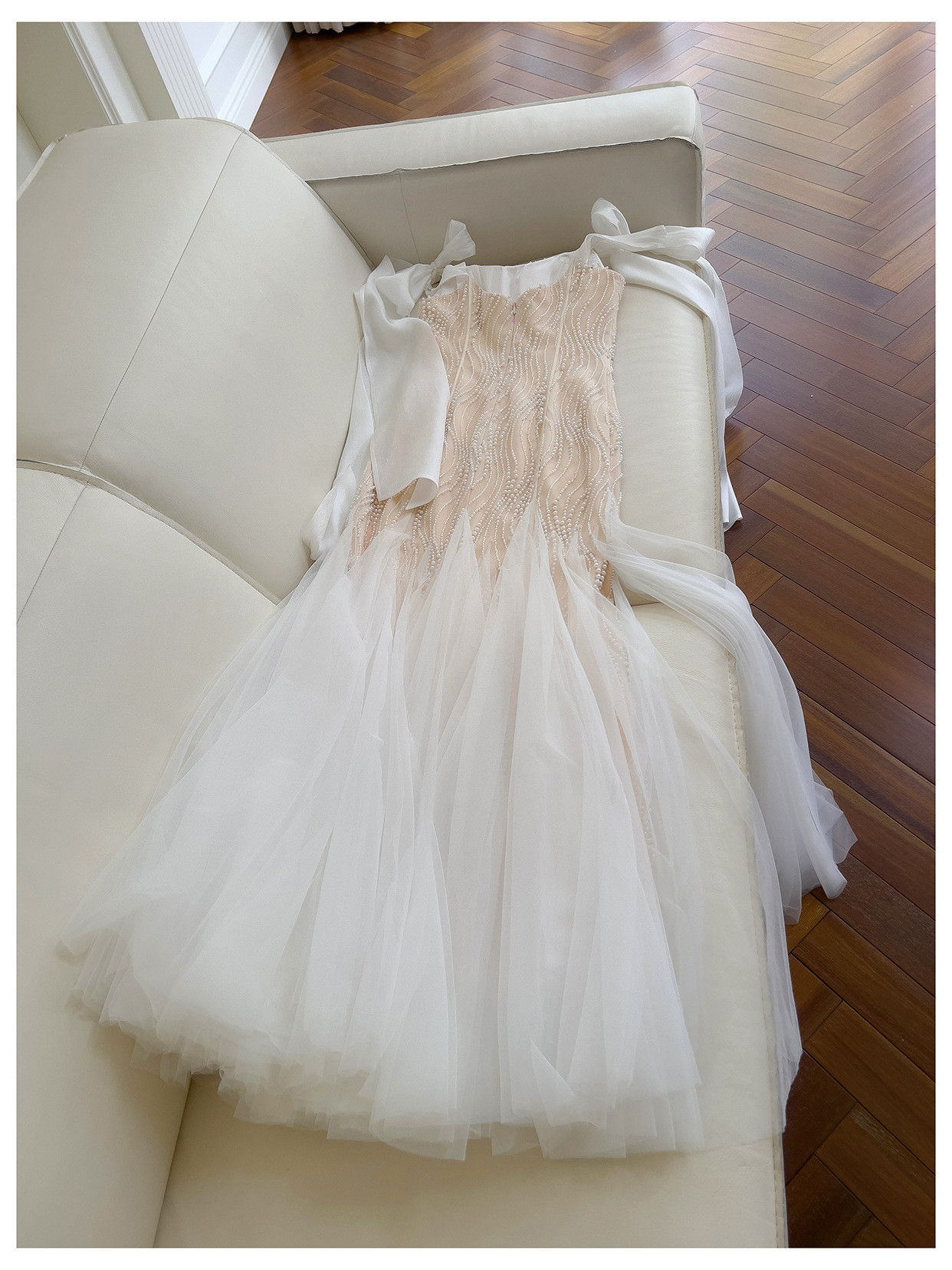 ノースリーブ リボン パール マーメイドドレス ウェディングドレス パーティー 上品 ロング 韓国風 二次会 69470